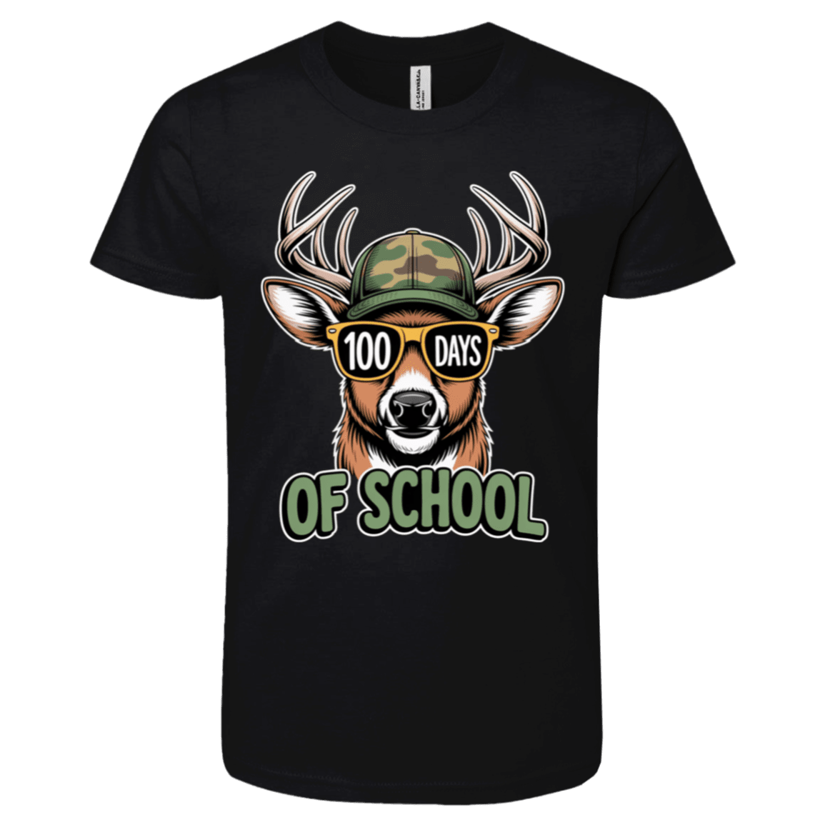 100 Days of School Deer Bella + Canvas Kids SS T-Shirt - 931 Graphics